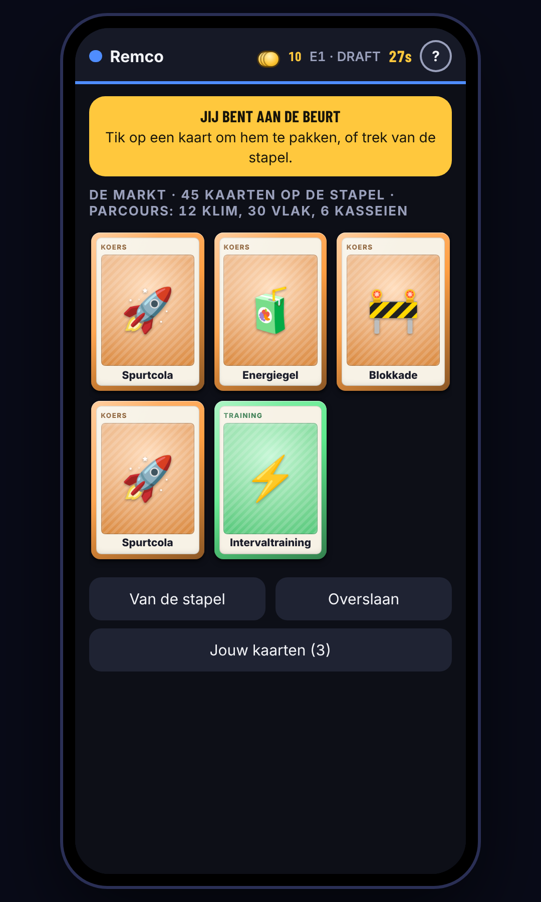 Draft op de telefoon